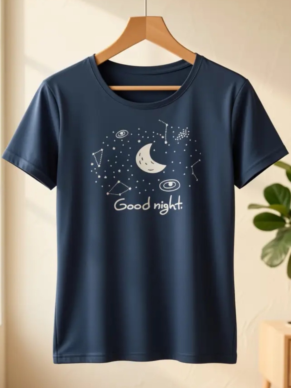 Good Night Moon Constellations Navy Blue Short Sleeve T Shirt Size XL